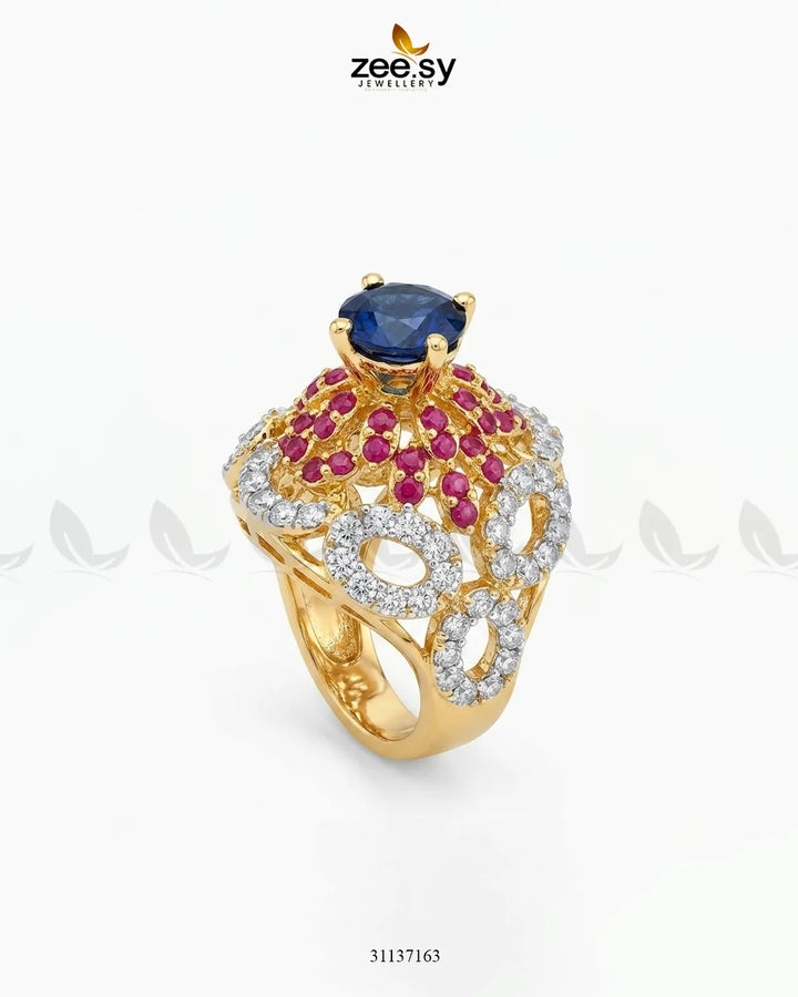 Dahlia Gemstone Zircon Ring Finger Ring - Zeesy Jewellery Pakistan | Premium Artificial & Imitation Jewellery