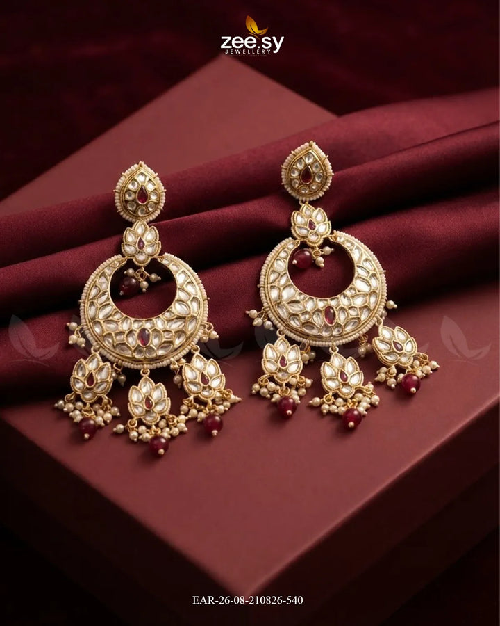 Dahlia Royal Kundan Chandbalis Earrings Earrings - Zeesy Jewellery Pakistan | Premium Artificial & Imitation Jewellery