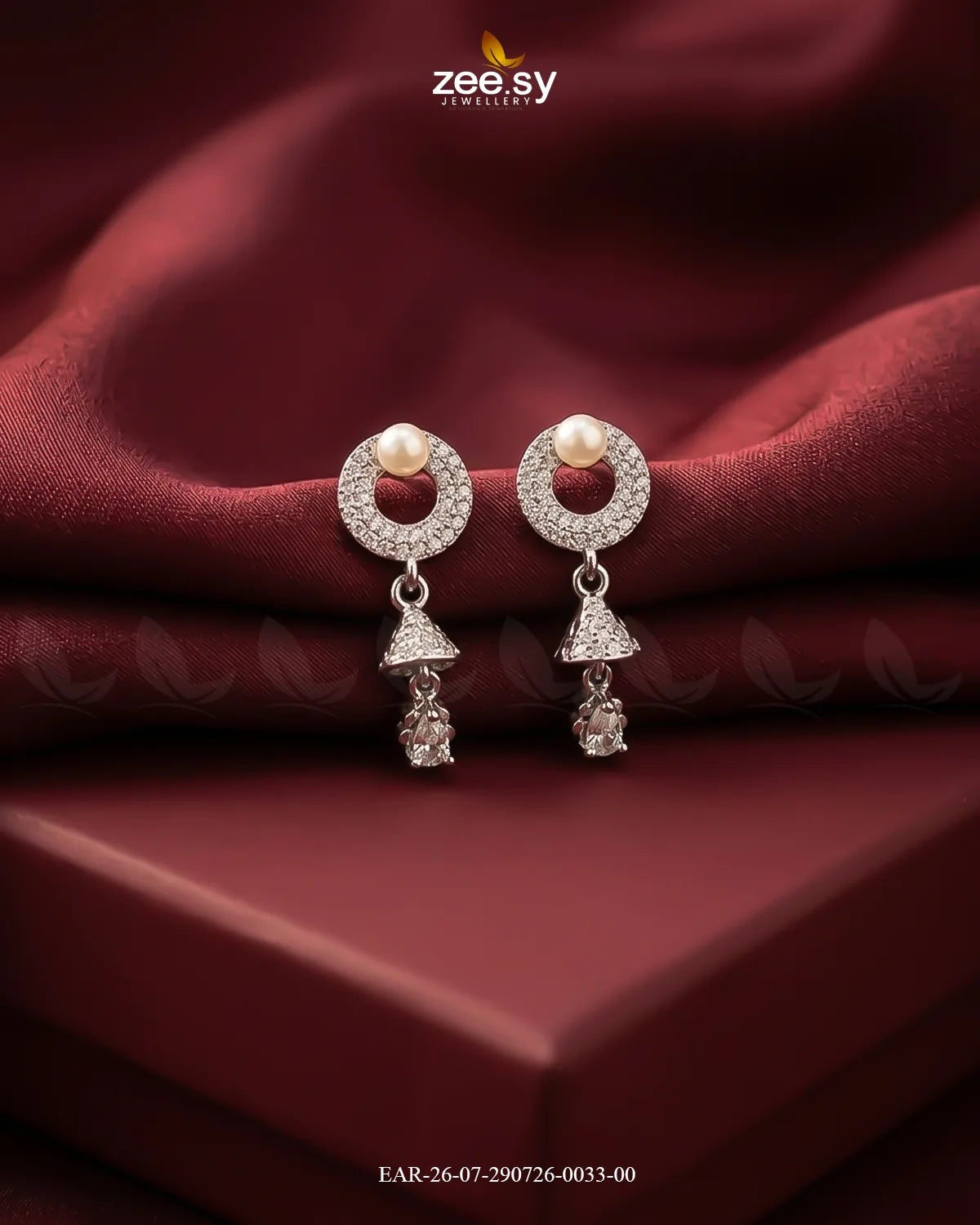 Dainty Bell Teardrop Earrings Silver Earrings - Zeesy Jewellery Pakistan | Premium Artificial & Imitation Jewellery