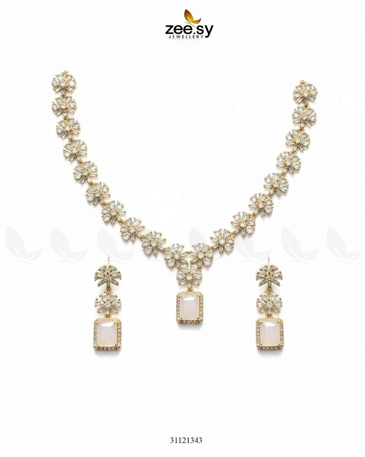 Dainty Crystal Cluster Necklace Set - Zeesy Jewellery