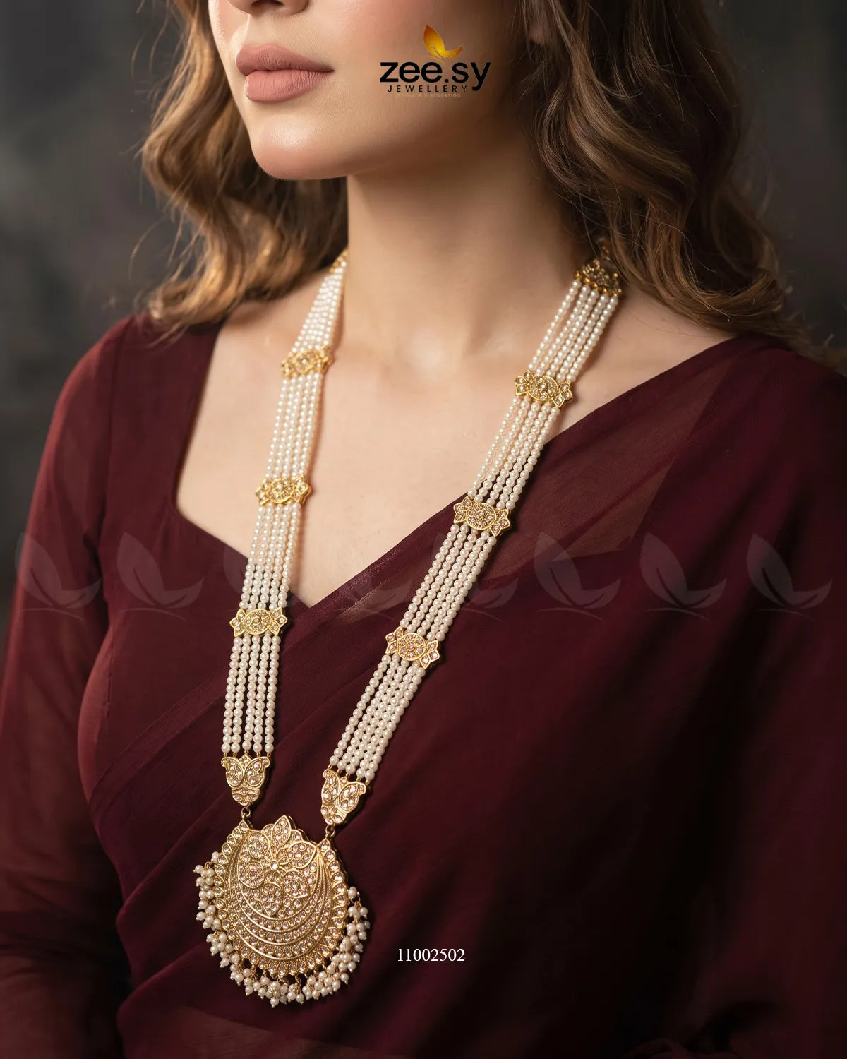 Floral Kundan Pearl Bridal Set Bridal Set - Zeesy Jewellery Pakistan | Premium Artificial & Imitation Jewellery