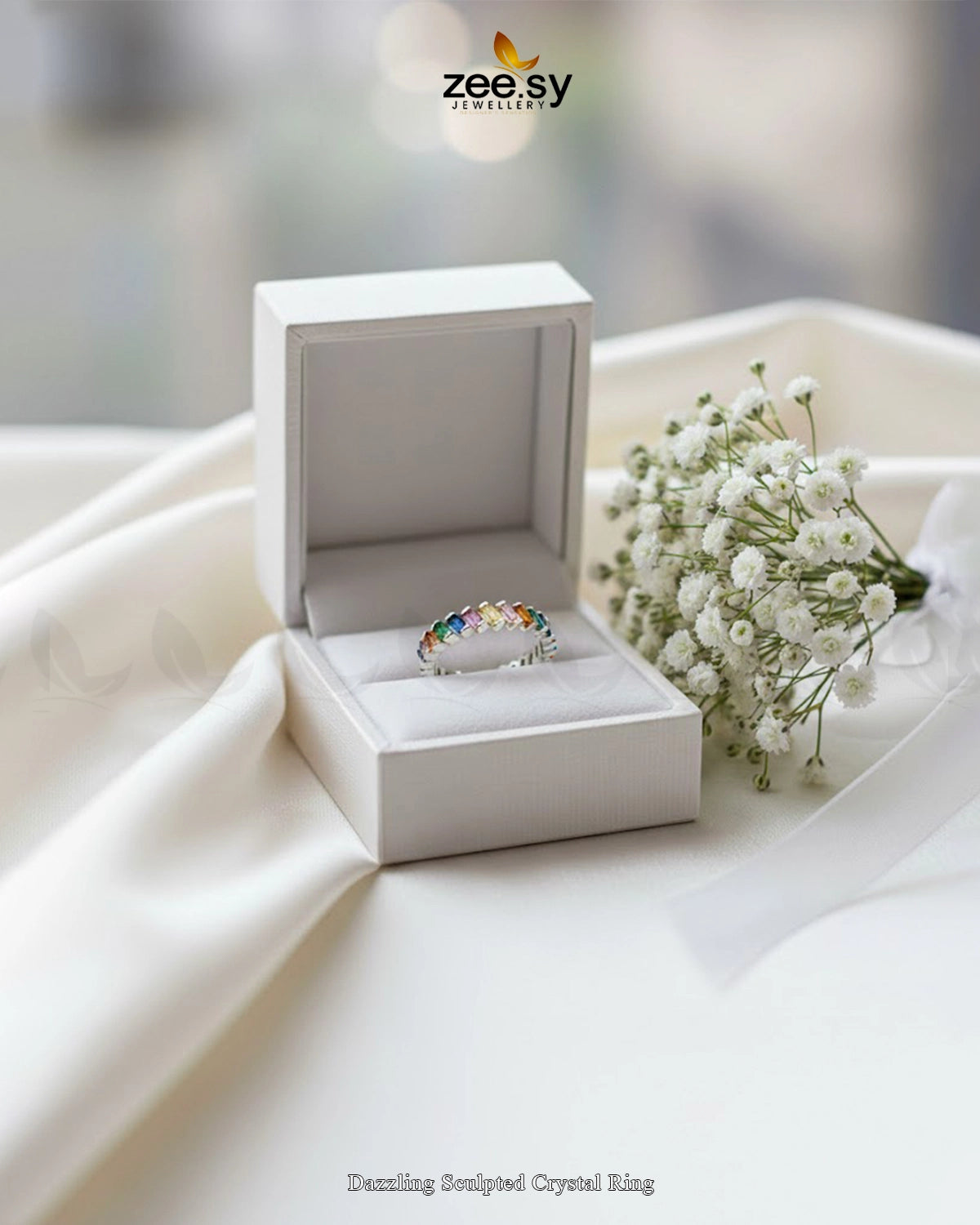 Dazzling Sculpted Crystal Ring - Zeesy Jewellery