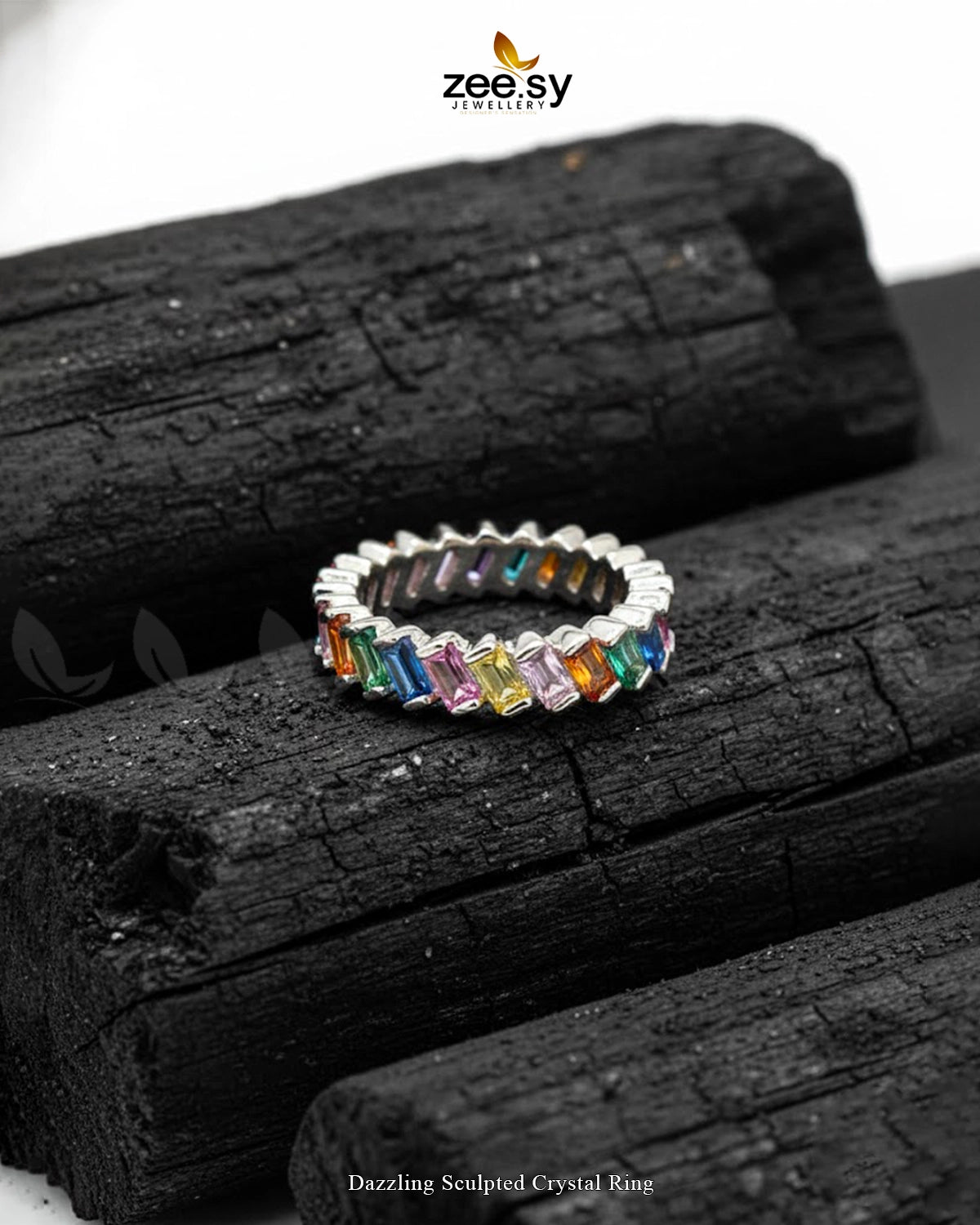 Dazzling Sculpted Crystal Ring - Zeesy Jewellery