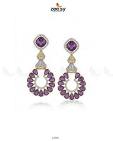 Decorative Earrings Golden Purple Earrings - Zeesy Jewellery Pakistan | Premium Artificial & Imitation Jewellery