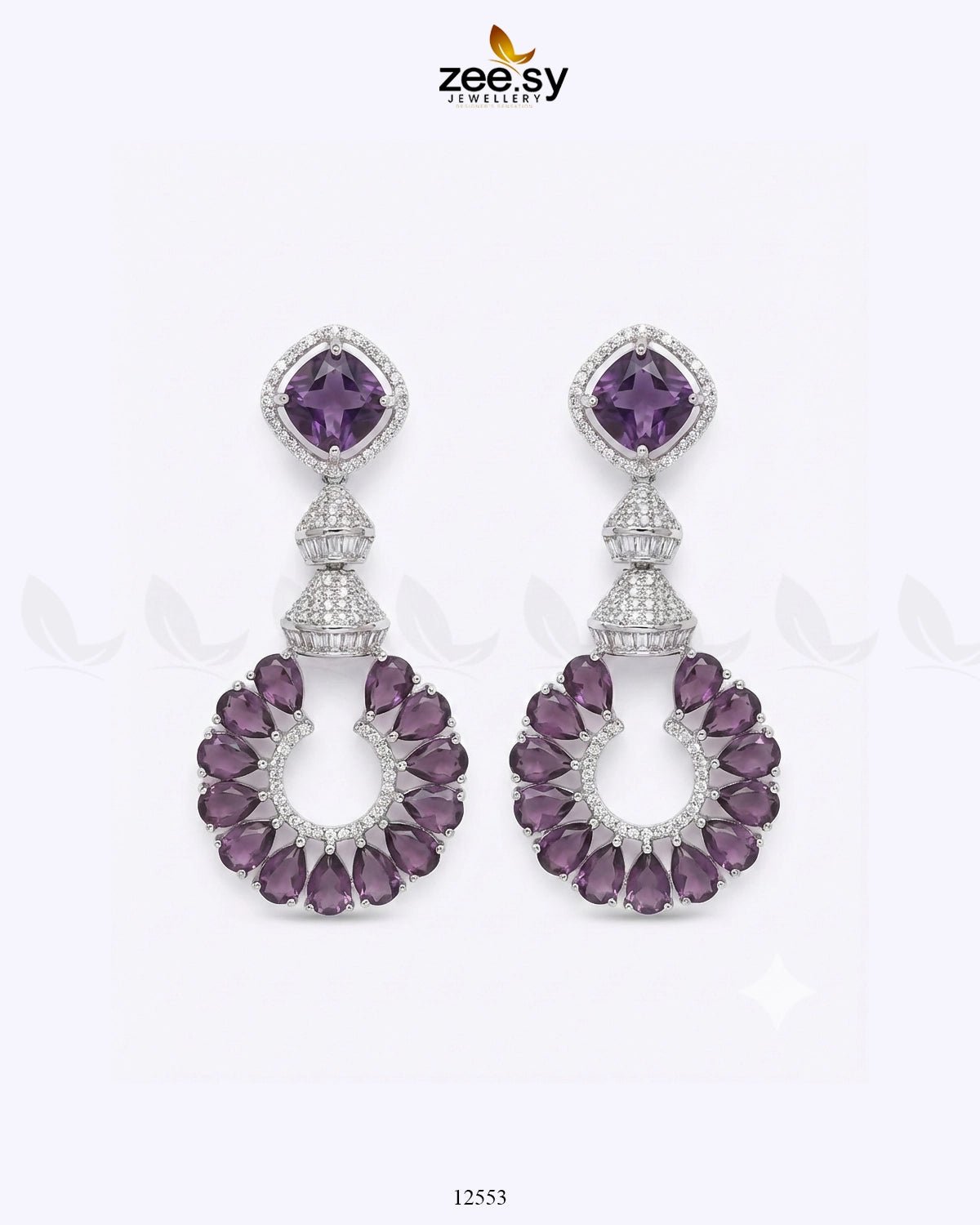 Decorative Earrings Silver Purple Earrings - Zeesy Jewellery Pakistan | Premium Artificial & Imitation Jewellery