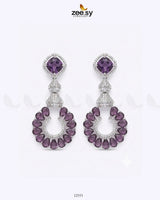 Decorative Earrings Silver Purple Earrings - Zeesy Jewellery Pakistan | Premium Artificial & Imitation Jewellery