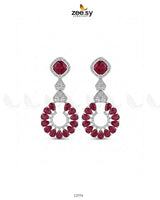 Decorative Earrings Silver Red Earrings - Zeesy Jewellery Pakistan | Premium Artificial & Imitation Jewellery