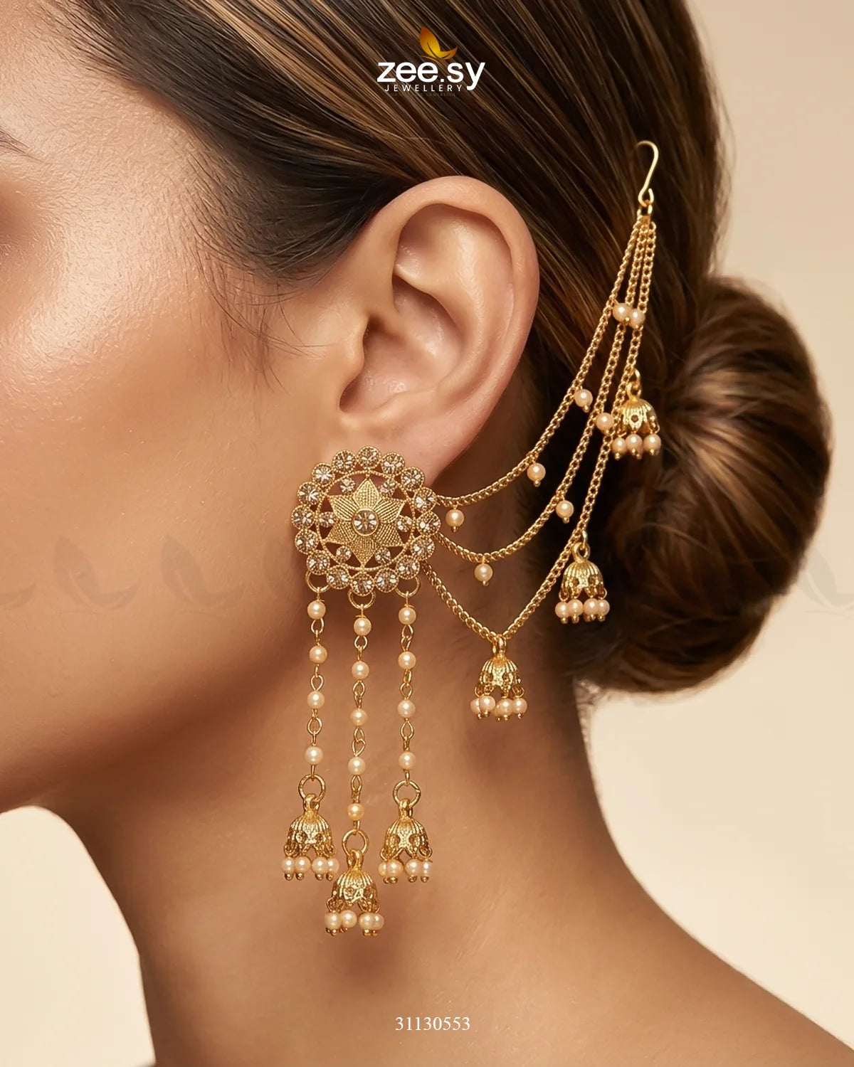 Delicate Floral Pearl Earrings Earrings - Zeesy Jewellery Pakistan | Premium Artificial & Imitation Jewellery
