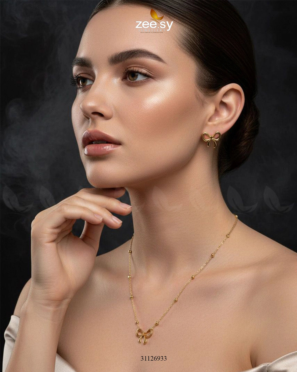 Delicate Ribbon Bow Pendant Set - Zeesy Jewellery