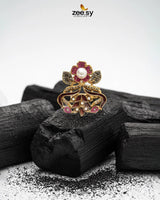 Delightful Floral Crystal Pave Ring