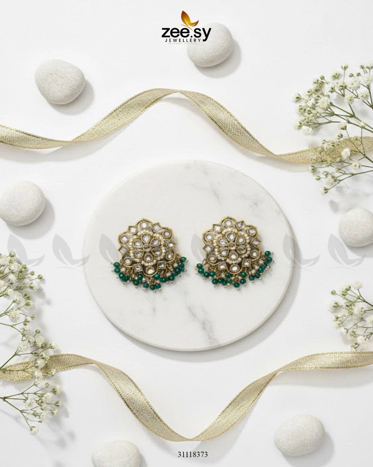 Dewdrop Earrings Golden Green - Zeesy Jewellery