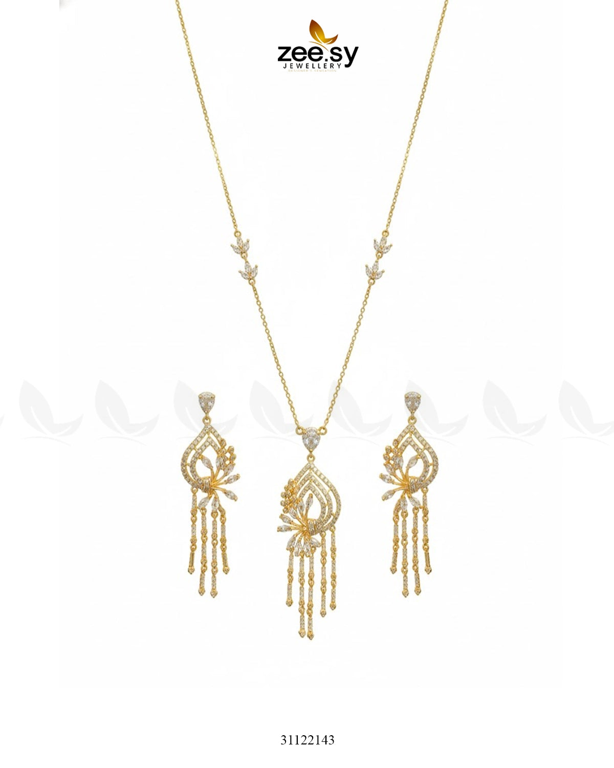 Diamond Lantern Drop Necklace Set - Zeesy Jewellery
