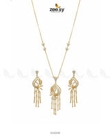 Diamond Lantern Drop Necklace Set - Zeesy Jewellery