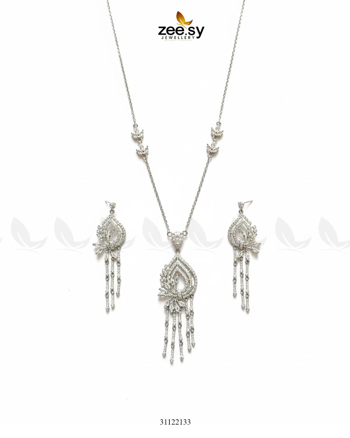 Diamond Lantern Drop Necklace Set - Zeesy Jewellery