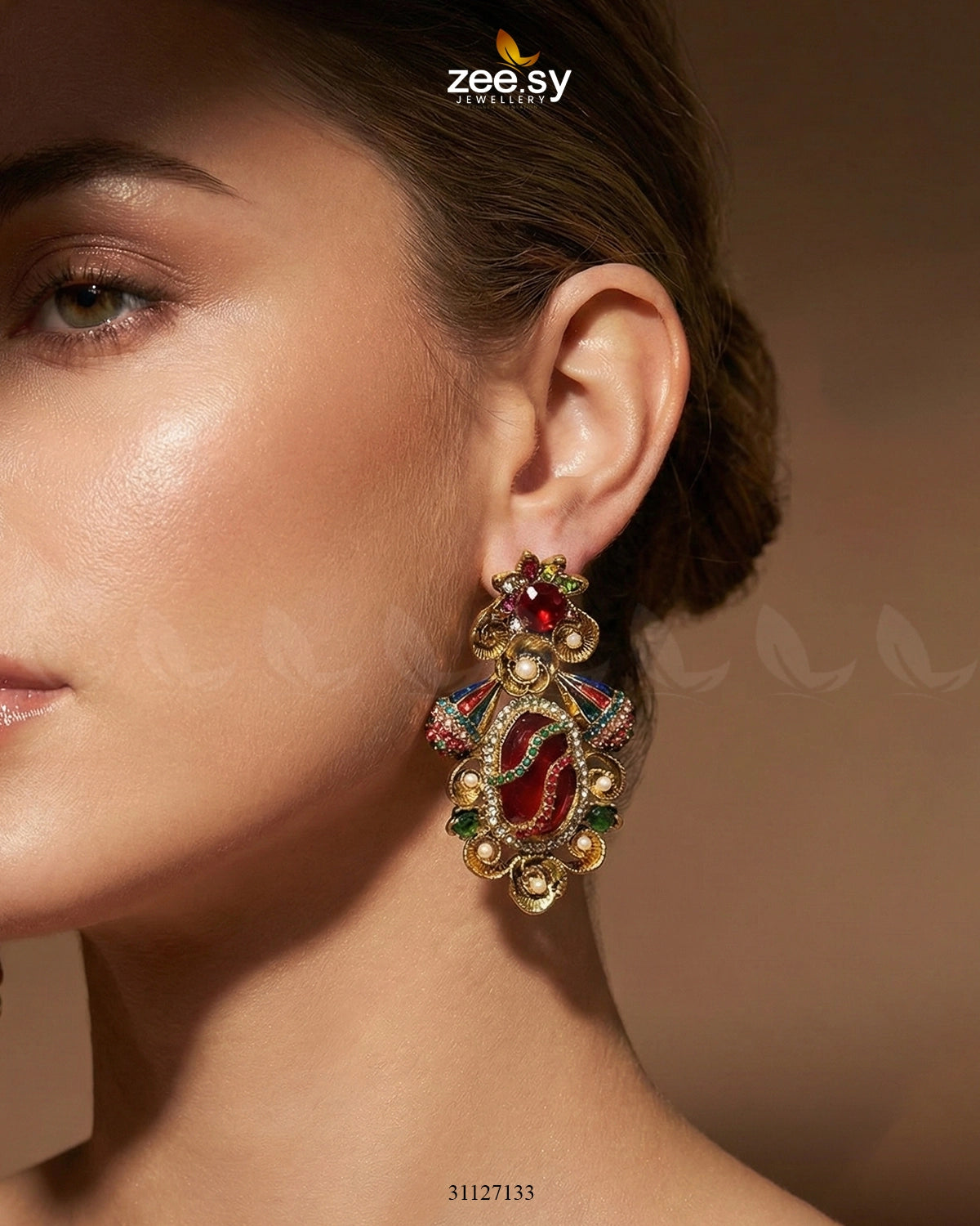 Diana Ruby Beads Earrings - Zeesy Jewellery