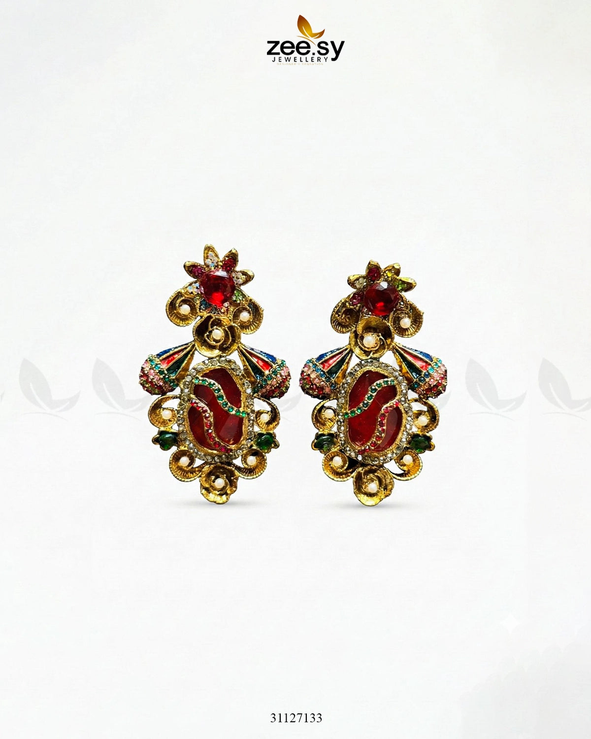 Diana Ruby Beads Earrings - Zeesy Jewellery