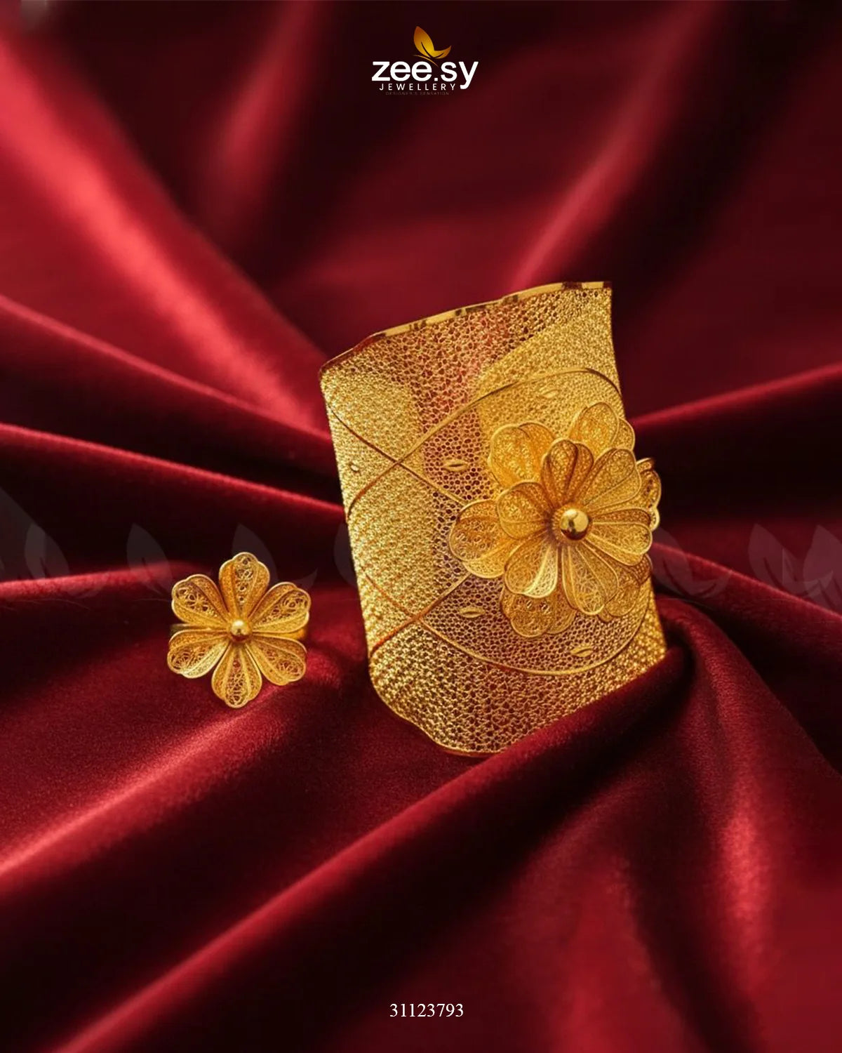 Dimensional Meshwork Bangle Ring Set - Zeesy Jewellery