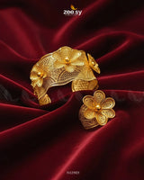 Dinar Carved Baai Bangle Ring Set - Zeesy Jewellery