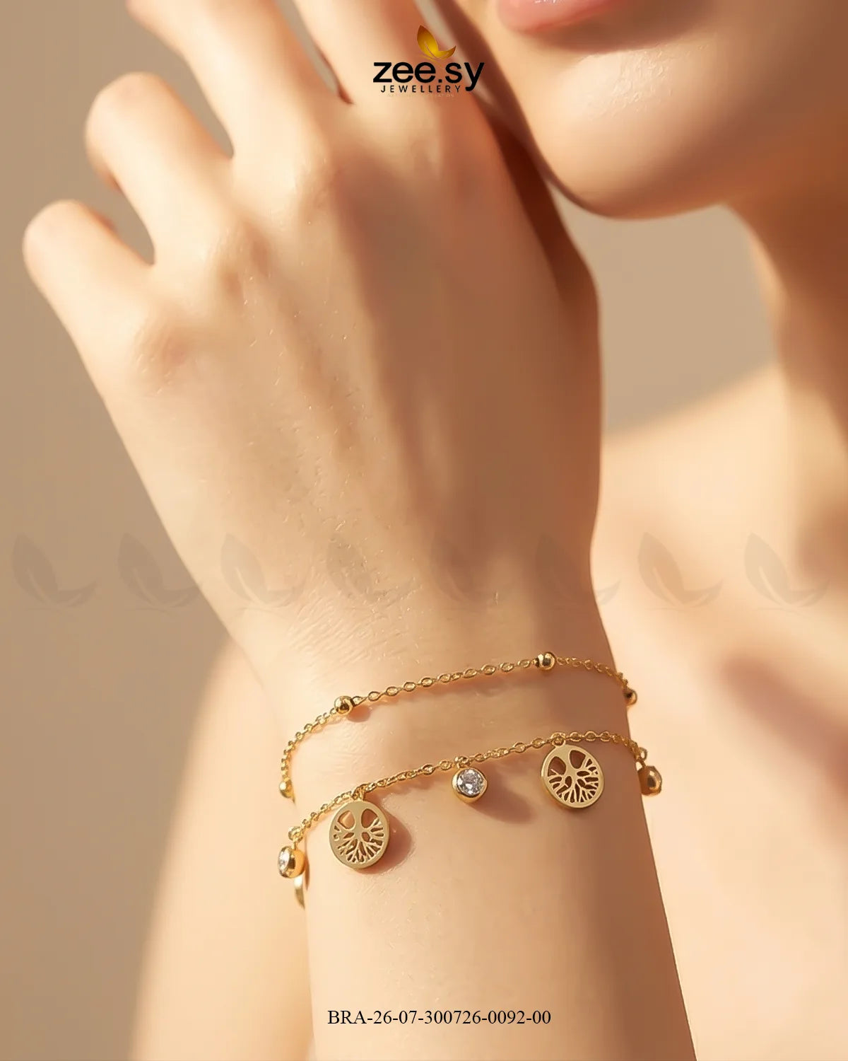 Double Chain Tree Medallion Bracelet