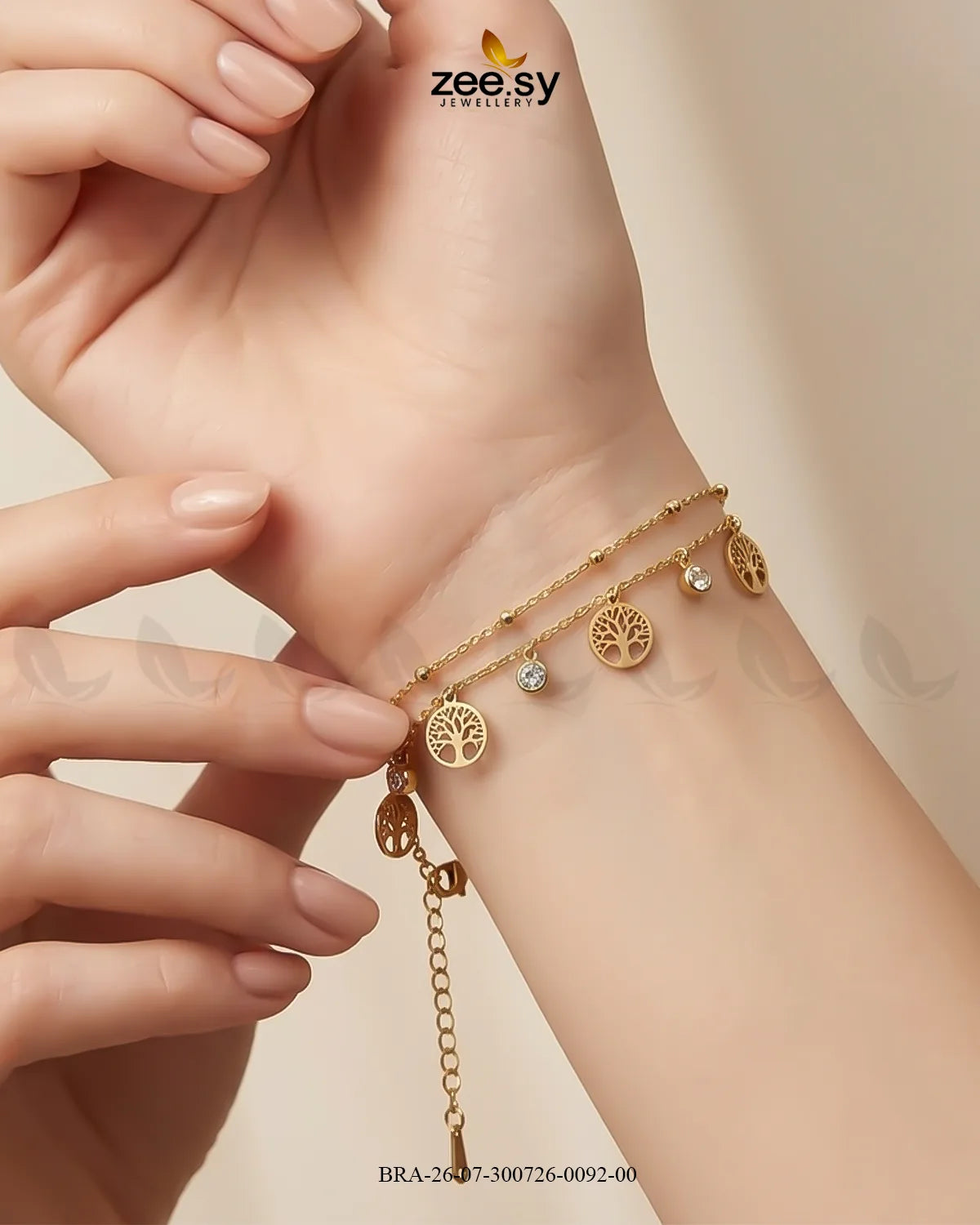 Double Chain Tree Medallion Bracelet