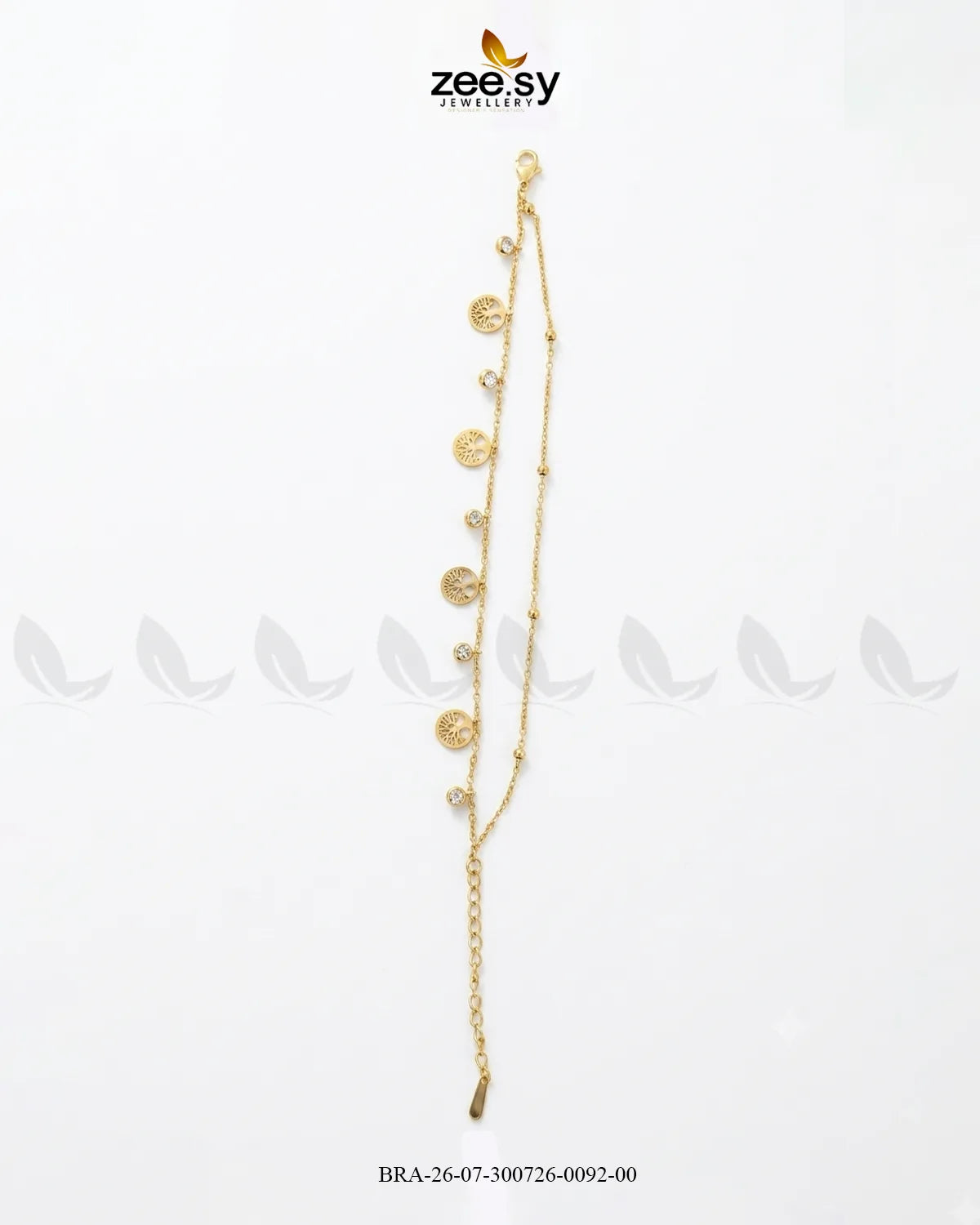Double Chain Tree Medallion Bracelet