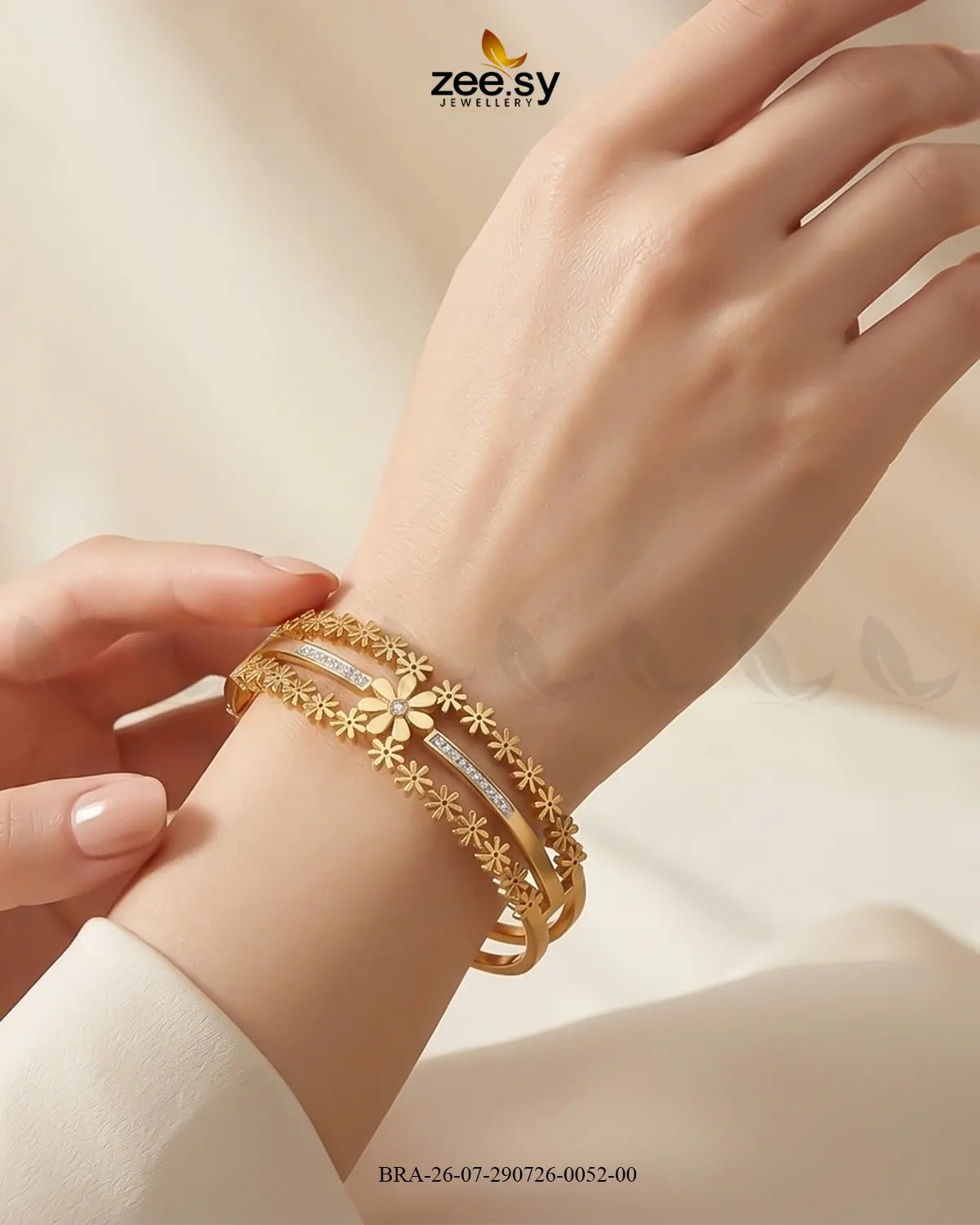 Double Floral Border Crystal Bracelet