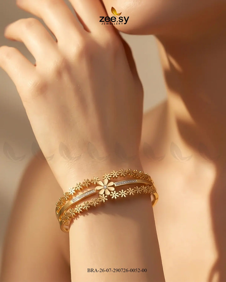 Double Floral Border Crystal Bracelet