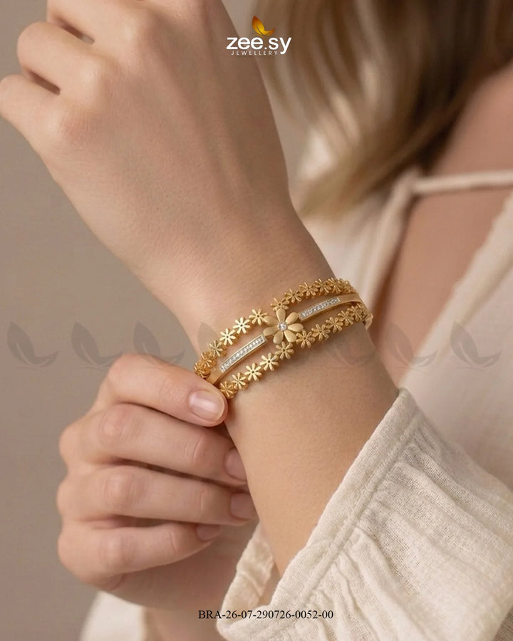 Double Floral Border Crystal Bracelet