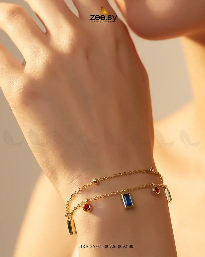 Double Layered Gemstone Drop Bracelet