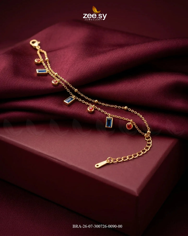 Double Layered Gemstone Drop Bracelet