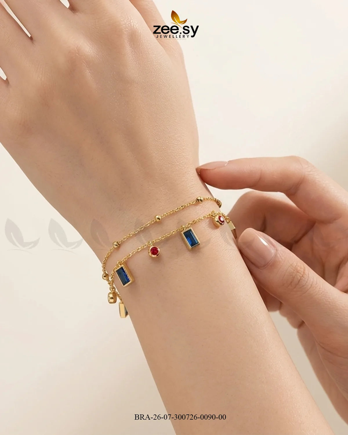 Double Layered Gemstone Drop Bracelet Bracelet - Zeesy Jewellery Pakistan | Premium Artificial & Imitation Jewellery