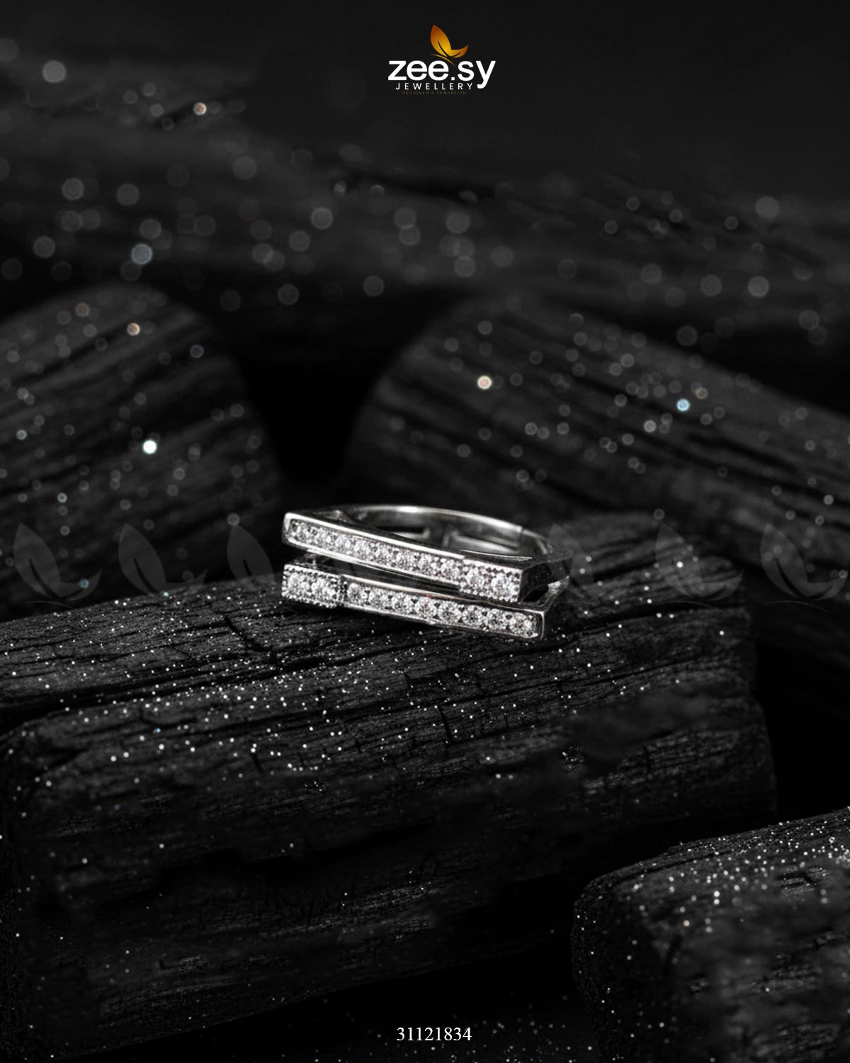 Double Trouble Cluster Pave Ring Silver - Zeesy Jewellery