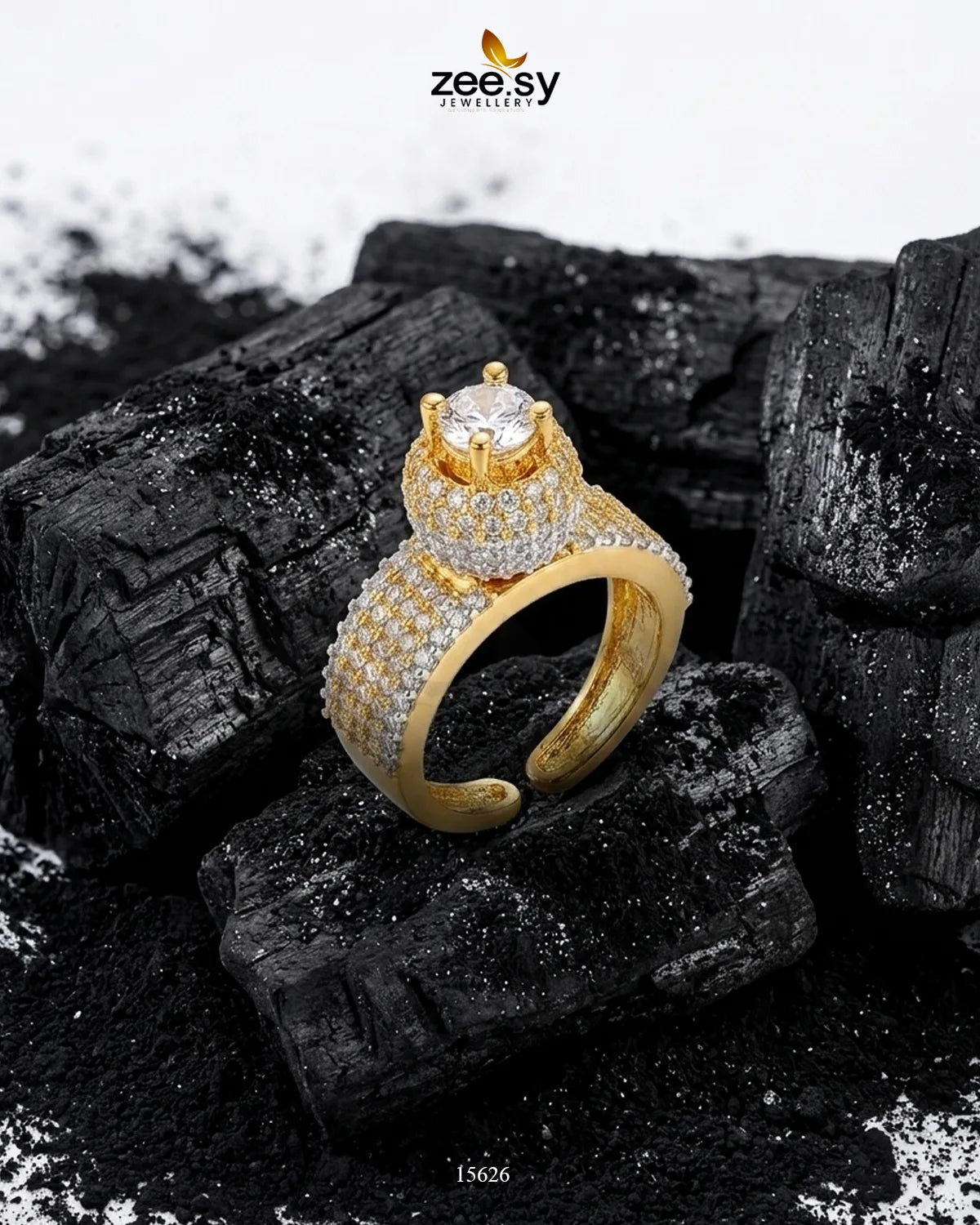 Ivory Dome Modern Zirconia Ring Rings - Zeesy Jewellery Pakistan | Premium Artificial & Imitation Jewellery
