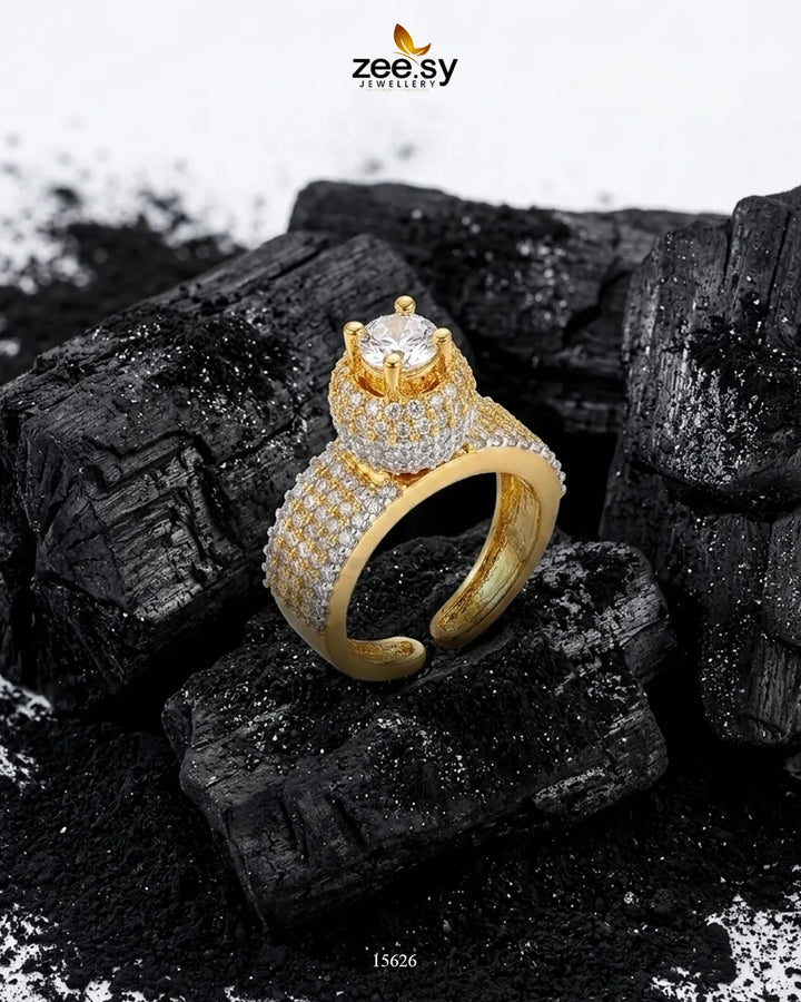 Ivory Dome Modern Zirconia Ring Rings - Zeesy Jewellery Pakistan | Premium Artificial & Imitation Jewellery