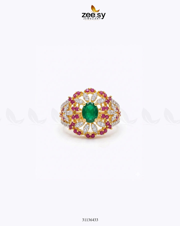 Elara Circle Bold Cluster Ring Finger Ring - Zeesy Jewellery Pakistan | Premium Artificial & Imitation Jewellery