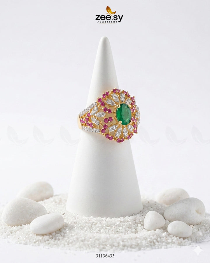 Elara Circle Bold Cluster Ring Finger Ring - Zeesy Jewellery Pakistan | Premium Artificial & Imitation Jewellery