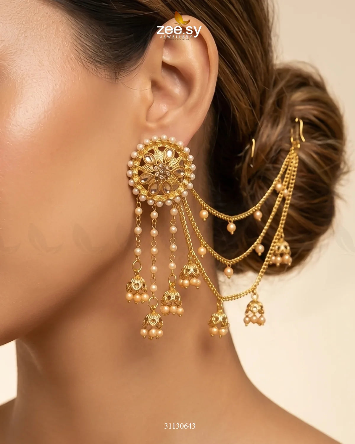 Elara Floral Pearl Earrings Earrings - Zeesy Jewellery Pakistan | Premium Artificial & Imitation Jewellery