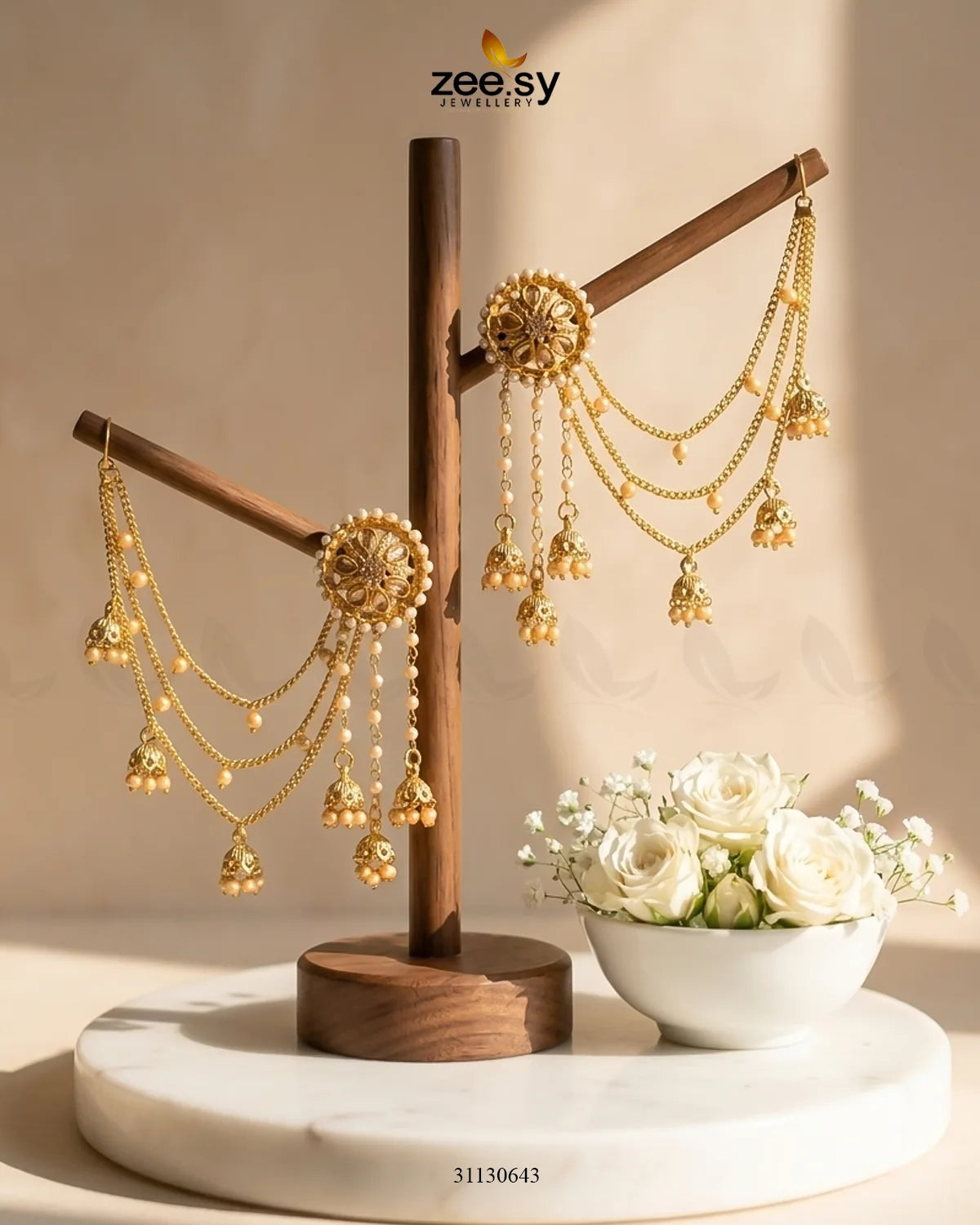Elara Floral Pearl Earrings Earrings - Zeesy Jewellery Pakistan | Premium Artificial & Imitation Jewellery