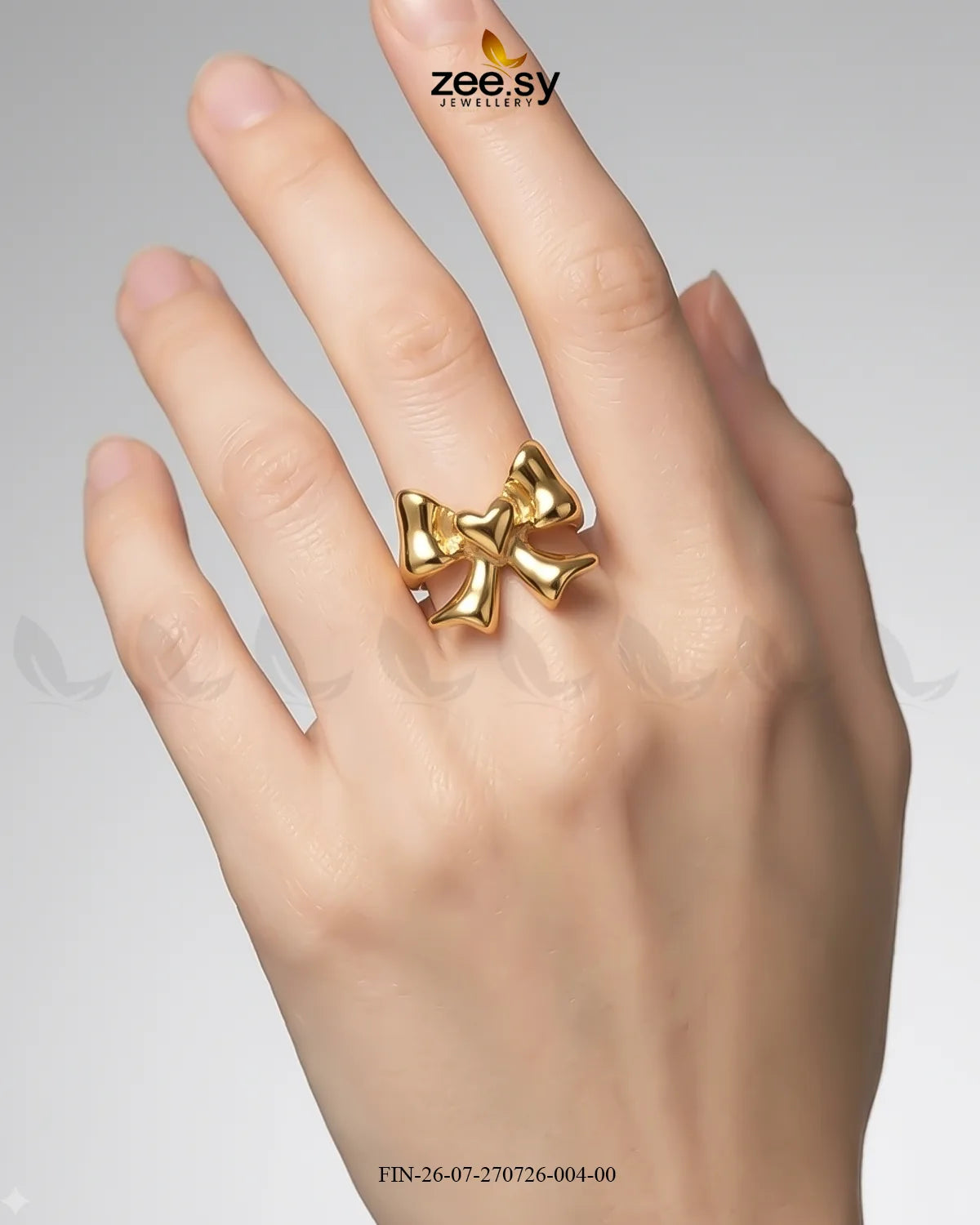 Elegance Curved Bowknot Cocktail Ring Finger Ring - Zeesy Jewellery Pakistan | Premium Artificial & Imitation Jewellery