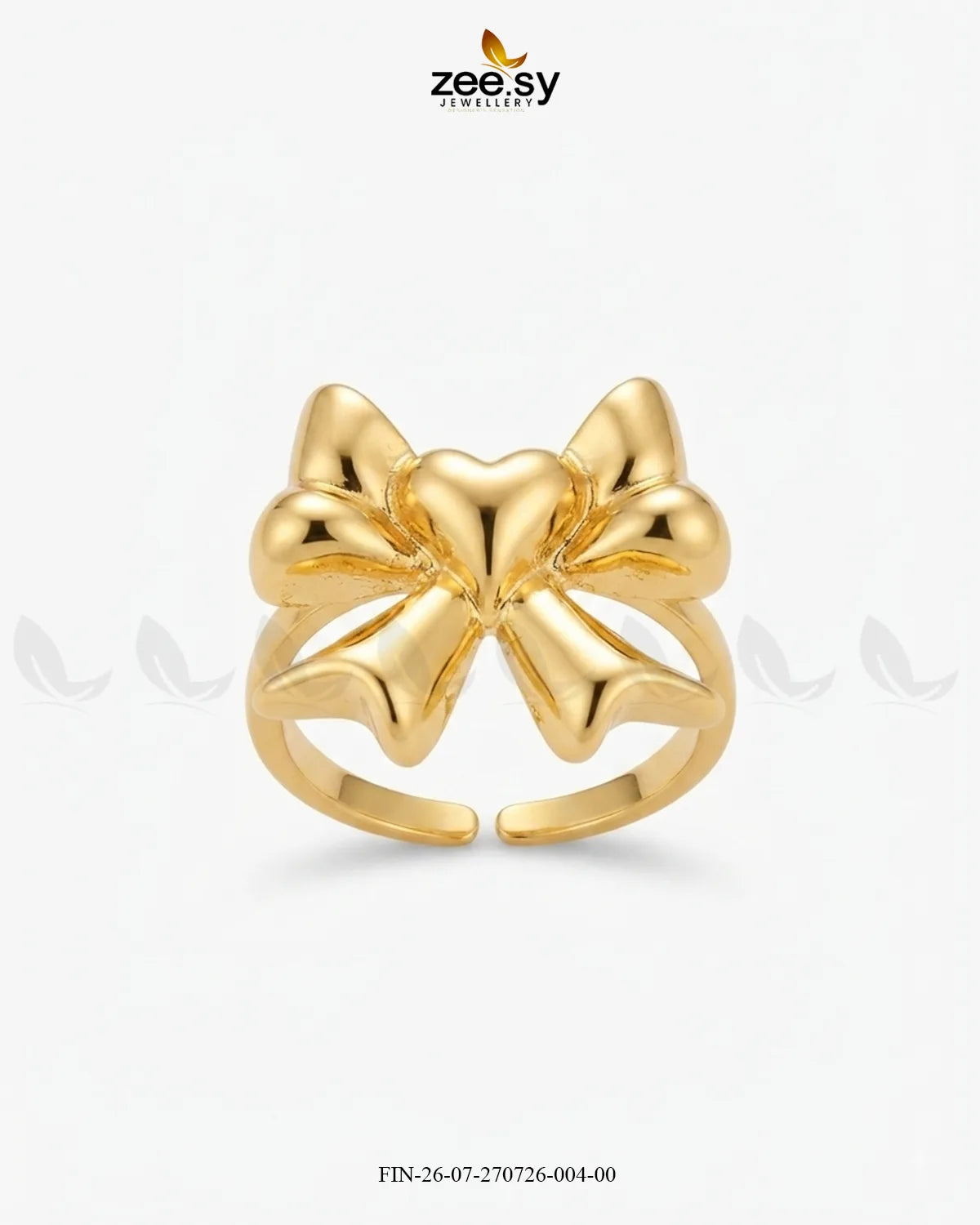 Elegance Curved Bowknot Cocktail Ring Finger Ring - Zeesy Jewellery Pakistan | Premium Artificial & Imitation Jewellery