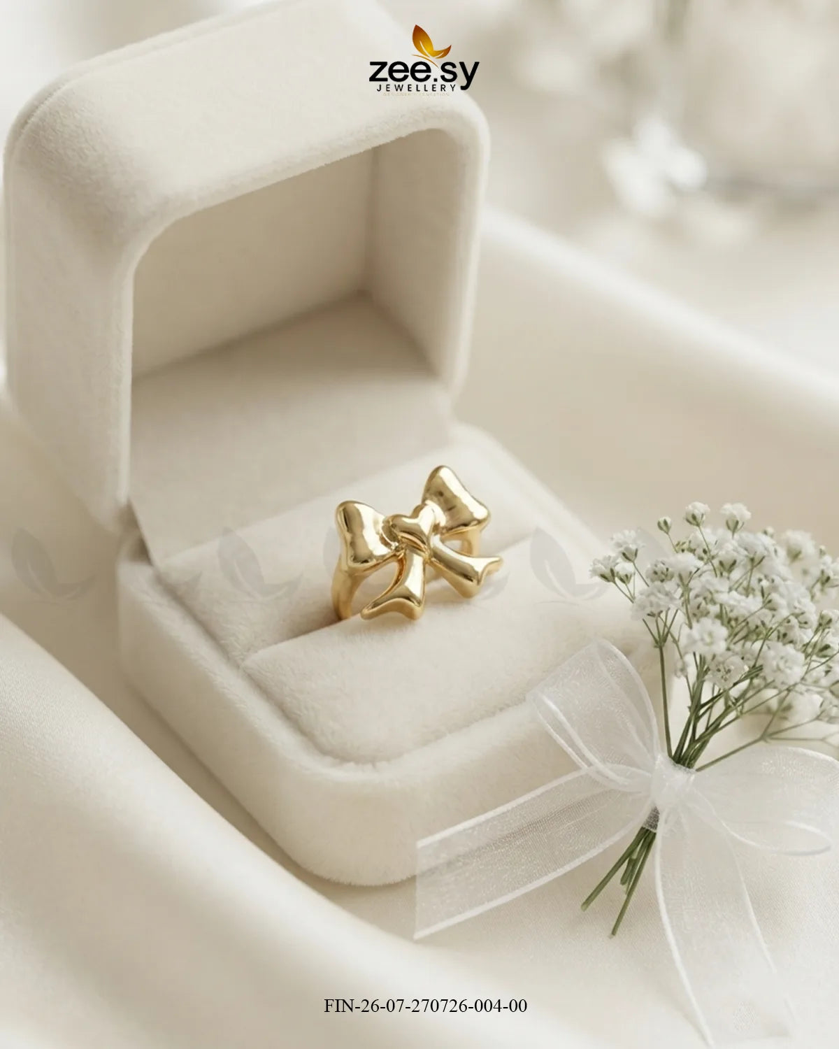 Elegance Curved Bowknot Cocktail Ring Finger Ring - Zeesy Jewellery Pakistan | Premium Artificial & Imitation Jewellery