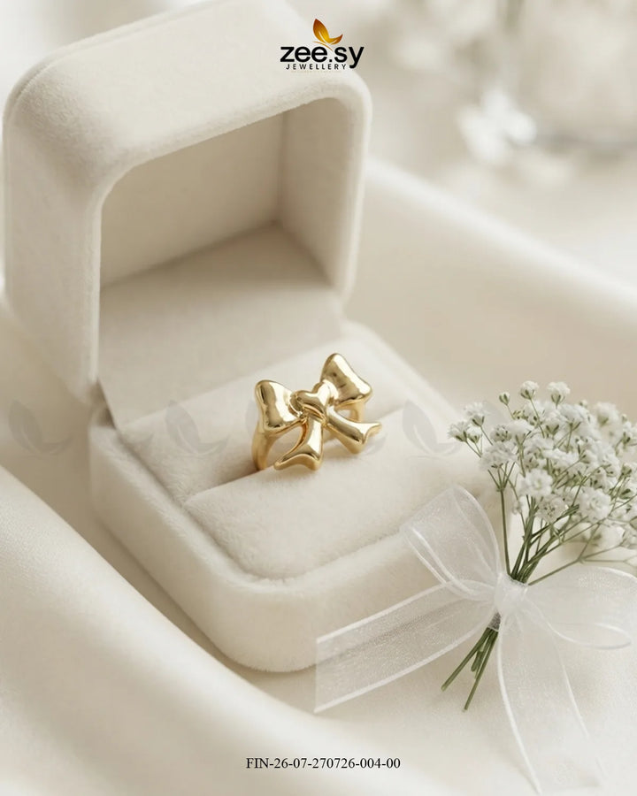 Elegance Curved Bowknot Cocktail Ring Finger Ring - Zeesy Jewellery Pakistan | Premium Artificial & Imitation Jewellery