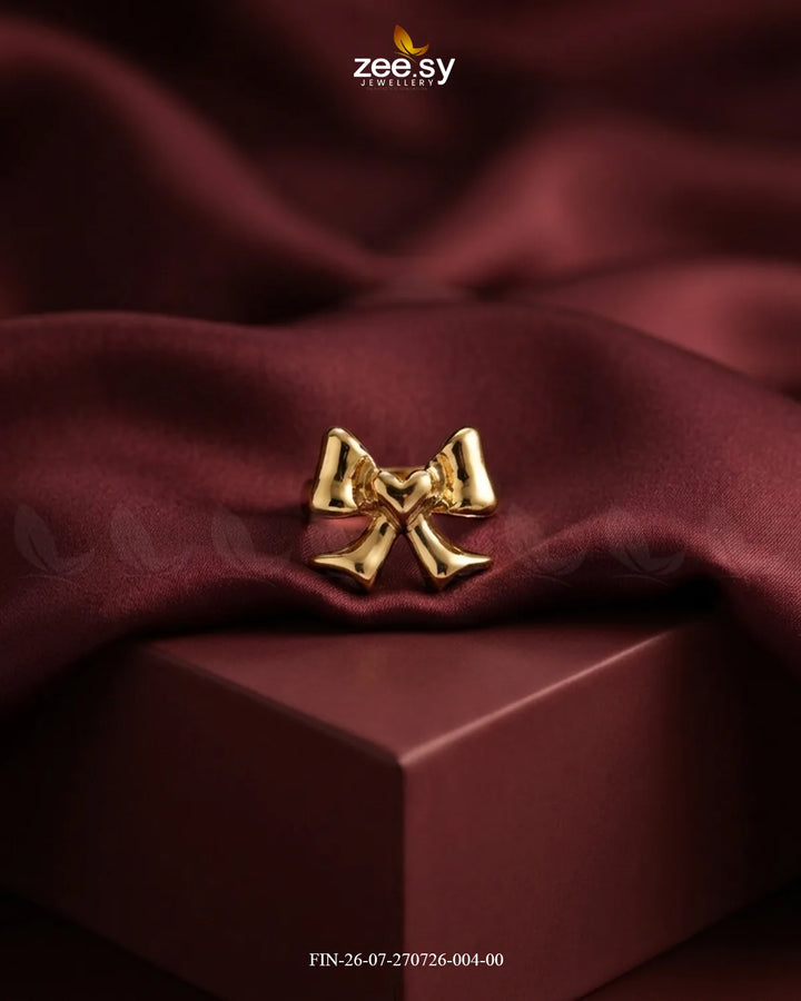 Elegance Curved Bowknot Cocktail Ring Finger Ring - Zeesy Jewellery Pakistan | Premium Artificial & Imitation Jewellery