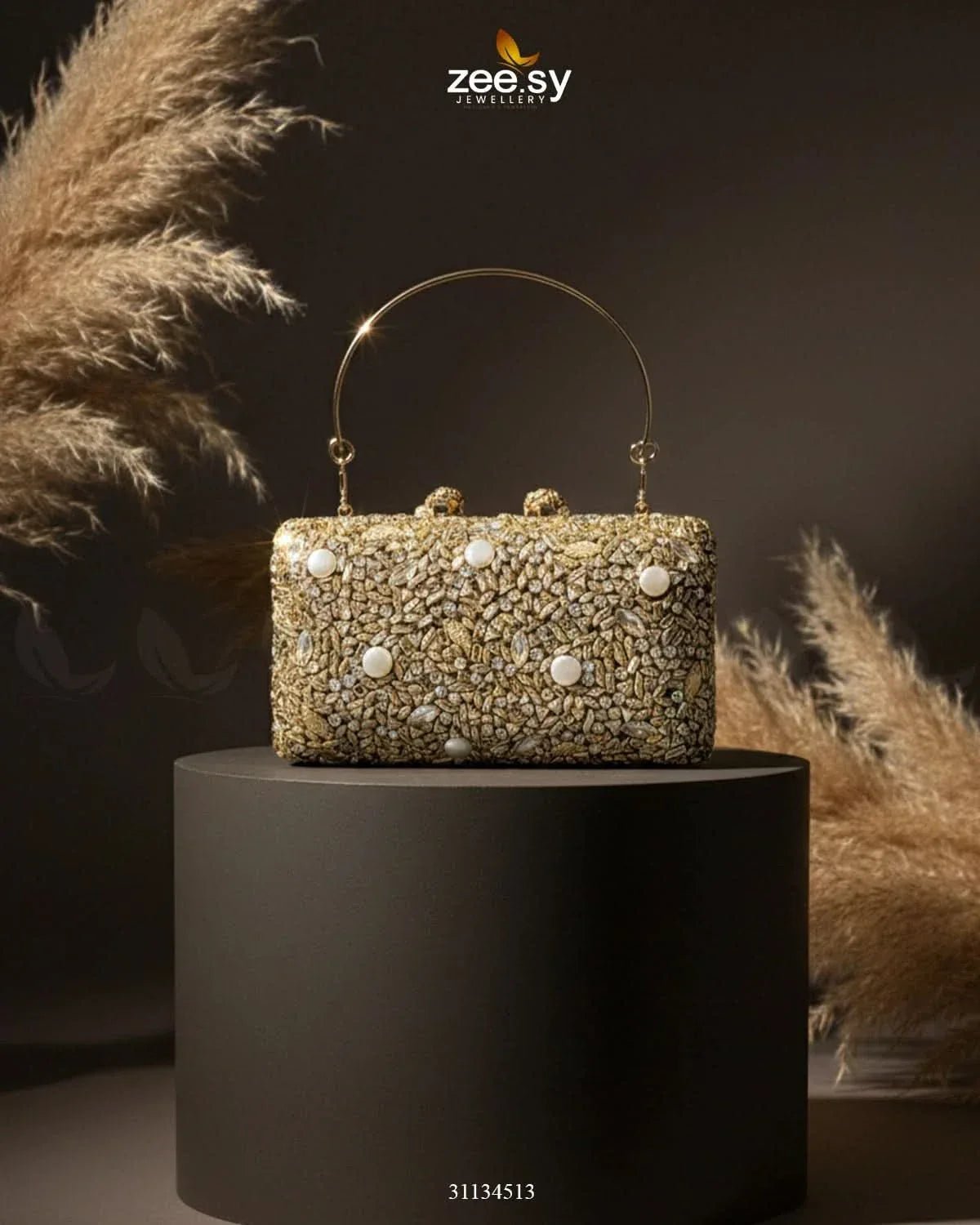 Elegant Ruby Crystal Clutch Bag - Zeesy.pk