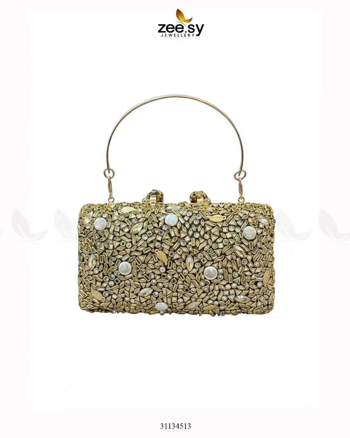 Elegant Ruby Crystal Clutch Bag - Zeesy.pk