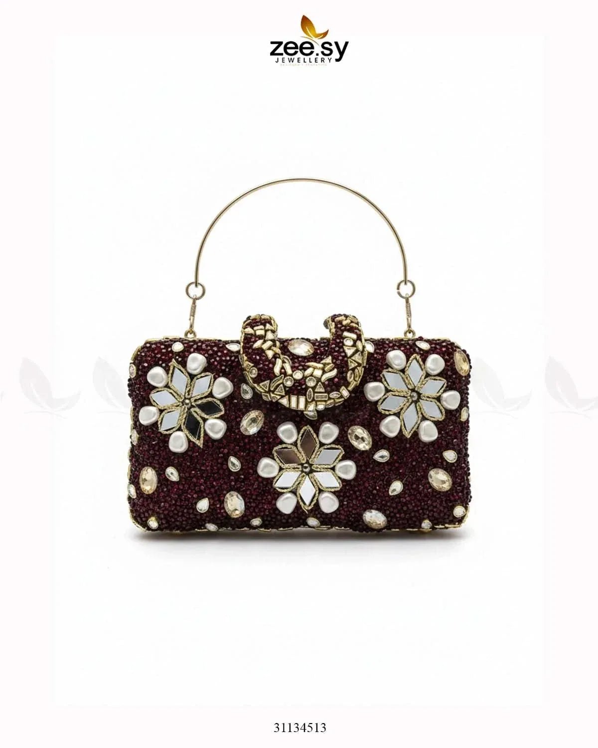 Elegant Ruby Crystal Clutch Bag - Zeesy.pk