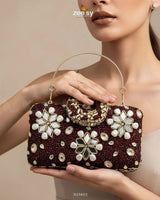 Elegant Ruby Crystal Clutch Bag - Zeesy.pk