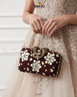 Elegant Ruby Crystal Clutch Bag - Zeesy.pk