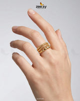 Elegant Sculpted Liquid Ring Finger Ring - Zeesy Jewellery Pakistan | Premium Artificial & Imitation Jewellery