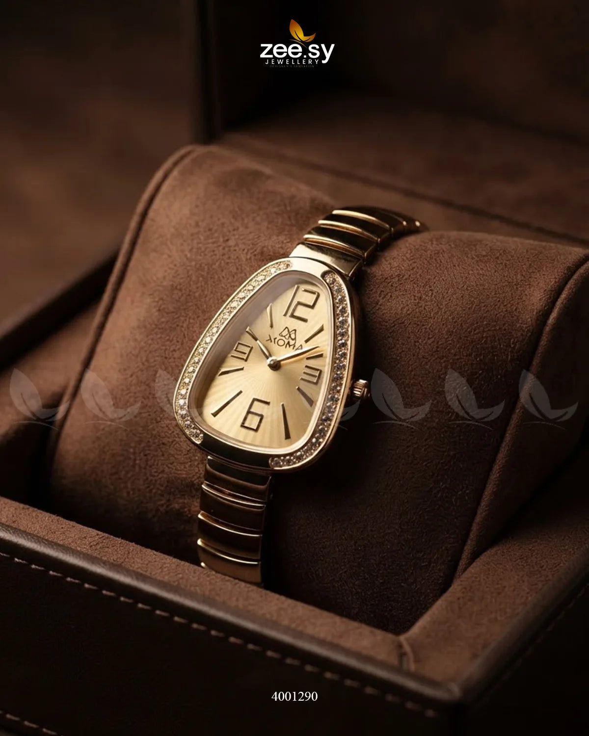 Elegant Serpent Bezel Watch by AJ03 featuring a champagne-colored dial and intricate serpent bezel design for stylish accessories.